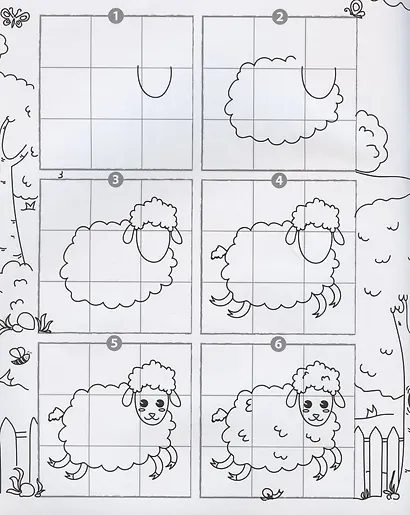 На ферме. Рисуем по клеточкам! - фото 2