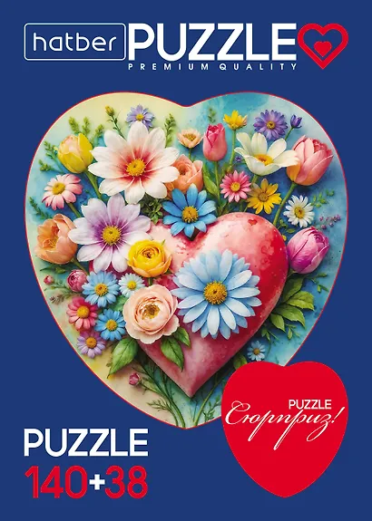 Пазл 140+38 Premium А4ф   Два сердца Цветы для души 2 картинки в 1 коробке  в Смарт-упаковке - фото 1
