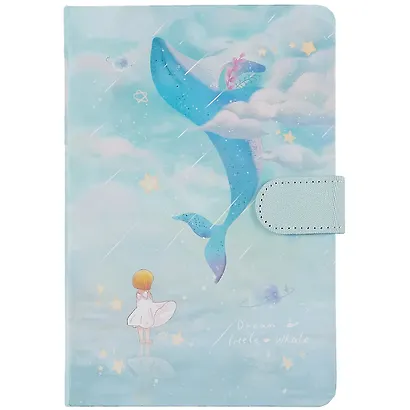 Блокнот с магнитной застежкой Девочка и Кит Dream little whale (224стр) (13х19) - фото 6