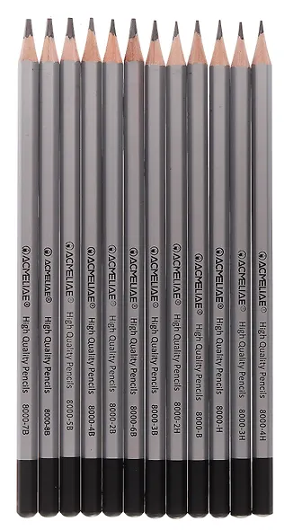 Карандаши ч/гр 12шт "ArtMate" 4H,3H,2H,H,B,2B,3B,4B,5B,6B,7B,8B, к/к, ACMELIAE - фото 2