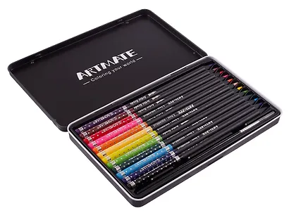 Карандаши цветные 12цв акварельные "Blackwood" +кисточка, мет.футляр, ACMELIAE - фото 3