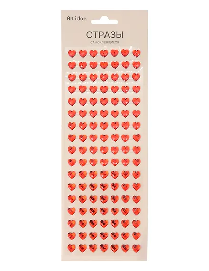 Стразы самоклеящиеся Сердечки красные - фото 1