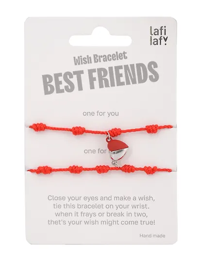 Набор парных браслетов с подвеской «Сердечко», текстиль, металл, Lafilaf - фото 2