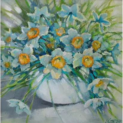 Картина стразами (алмазная мозаика) 30x40 см, ОСТРОВ СОКРОВИЩ "Нарциссы", без подрамника, 662570 - фото 1