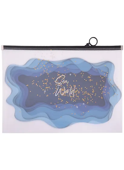 Папка на молнии А4 "Мрамор" с сыпучками - фото 1