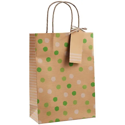 Пакет А5 25*18*8 Рolka dot нейтр., крафт - фото 1