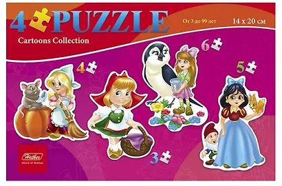 Пазл. Девочки из сказок. 3-4-5-6 элементов. 14х20 см. -М: Хатбер-М, ПЗ5_11475 457594 - фото 1