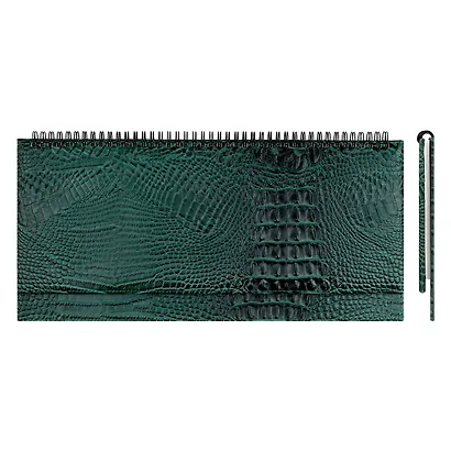 Планинг недат. 64л 390*180 "Аллигатор" зеленый, кожзам, тв.переплет, обл.поролон, офсет, настольный, откр.евроспираль, справ.мат-лы, ПВХ уп - фото 3