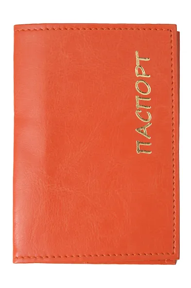 Обложка для паспорта, пласт. карманы, оранжевая - фото 1