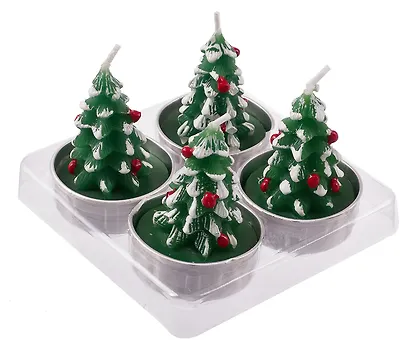 Новогодний набор свечей Ёлочки (4 штуки) (9,5х9,5х6) - фото 2