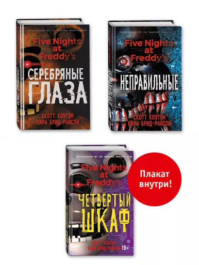 Комплект из 3-х книг с плакатом. Пять ночей у Фредди - фото 1