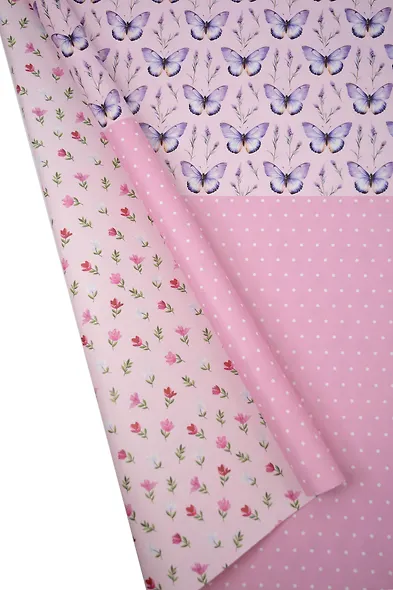 Бумага упаковочная 70*100см "Трехстороняя. Цветы" инд.уп., ассорти - фото 4