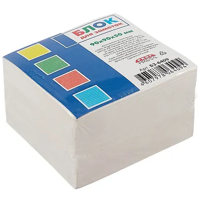 Блок для заметок непроклеенный, белый, 9х9х5 см - фото 1