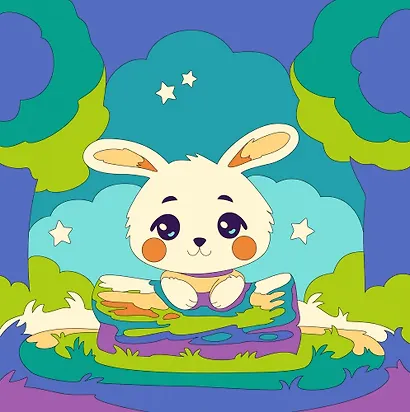 Картина по номерам детская (холст на подрамнике 20*20) "Зайчик в лесу" - фото 1