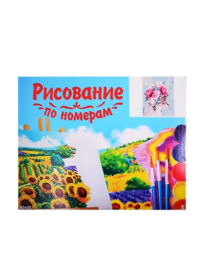 Набор д/творчества Рыжий кот Холст с красками 40х50см Котик с цветами Х-9008 - фото 2