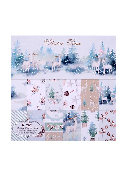 Бумага для скрапбукинга «Winter time», 12 листов, 15,2х15,2 см, двусторонняя, 12 дизайнов - фото 1