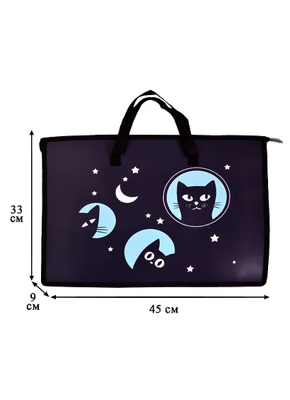 Папка для чертежей и рисунков А3 "Коты" 45*33*9см, пластик, молния, текст.ручки - фото 2