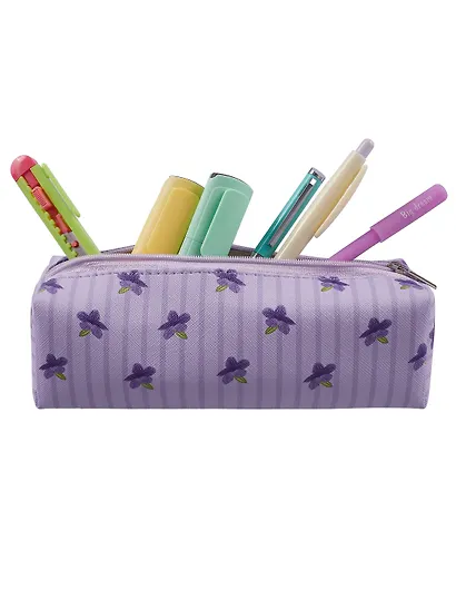 Пенал-косметичка на молнии, из ткани, с подкладкой "Lavender", светло-сиреневый в полоску, Yoi - фото 7