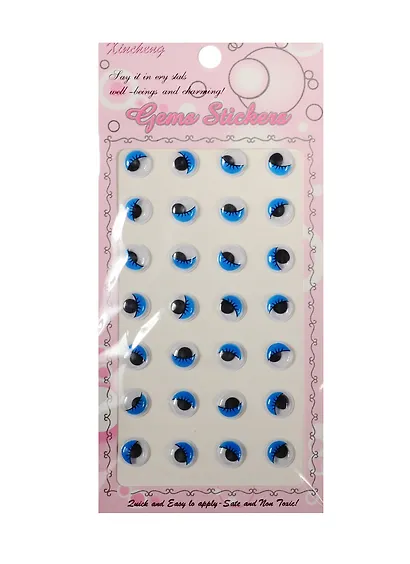 Наклейки глазки бегающие с ресничками, 28 шт, 0.8 см, синие - фото 1