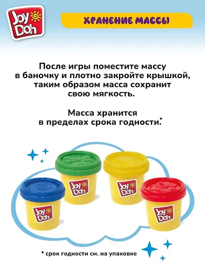 Масса для лепки Joy Doh, набор из 4 баночек с тестом, (4 х 112 г) - фото 12