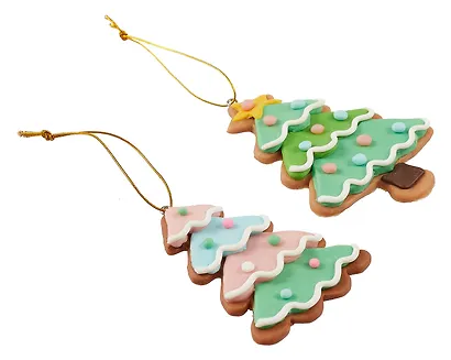 Набор новогодних подвесных украшений Пряничные елочки (2шт) (пластик) (ПВХ бокс) (7х10) (12-07253CR-2) - фото 2