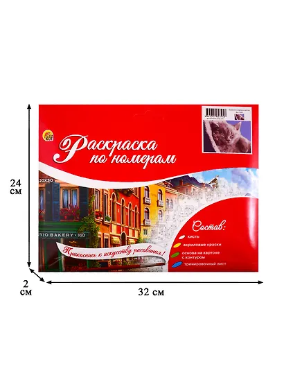Набор ТМ Рыжий Кот Раскраска на картоне A4 Спящий котёнок (Арт. Р-2395) - фото 3