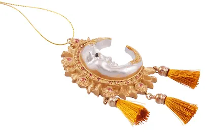 Новогоднее подвесное украшение Золотая луна с кисточками (полирезина) (9х6) - фото 2