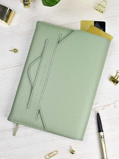 Ежедневник недат. А5 160л "Наппа экстра" оливковый, иск.кожа, тв.переплет, блинт.тиснение, офсет, ляссе - фото 11