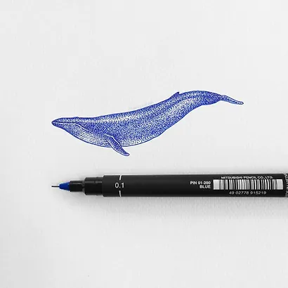 Линер синий "PIN" 01, толщина линии 0.28, UNI - фото 5