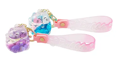 Брелок Котик Манэки-нэко прозрачный с гелем (ПВХ) (5 см) - фото 2