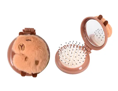 Расческа складная с зеркалом Капибара (пластик, плюш) (7см) (12-3005A-3) (Lafilaf) - фото 2