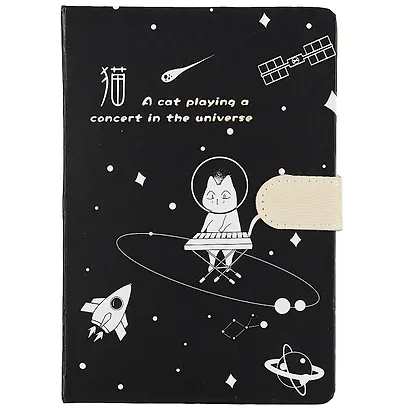 Блокнот с магнитной застежкой Кот-музыкант в космосе - фото 1
