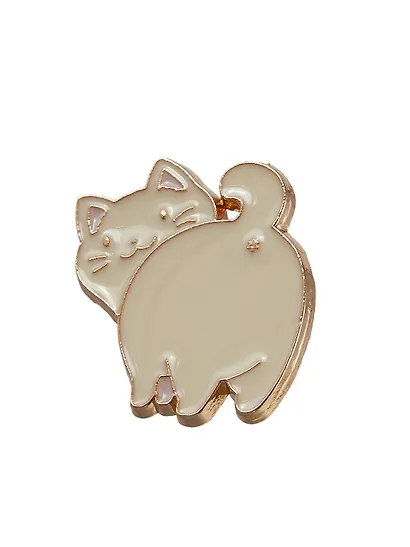 Значок Pin Joy Котик с хвостиком (белый) (металл) (12-08599-919) - фото 2