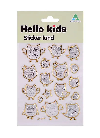 Наклейки с обводкой Совы серебро, золото, 13 х 21,7 см PVC - фото 1