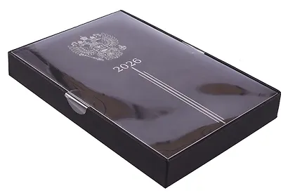 Ежедневник дат. 2026г. А5 176л "Тиволи" черный, кожзам, тв.переплет, тисн. фольгой, офсет, 3D-дизайн, справ.мат-лы, 2 ляссе, инд.уп - фото 2