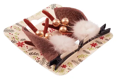 Заколки новогодние Рожки олененка с ушками и бубенчиками (2шт) (текстиль) (12-6142-HNY19) - фото 2