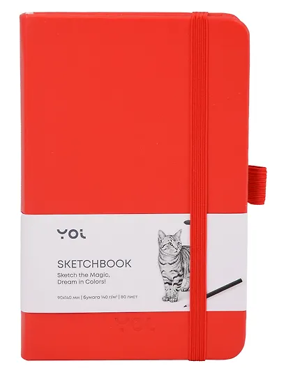 Скетчбук 9*14 80л "Yoi" красный, 140г/м2, слоновая кость, тв.обл., Yoi - фото 1