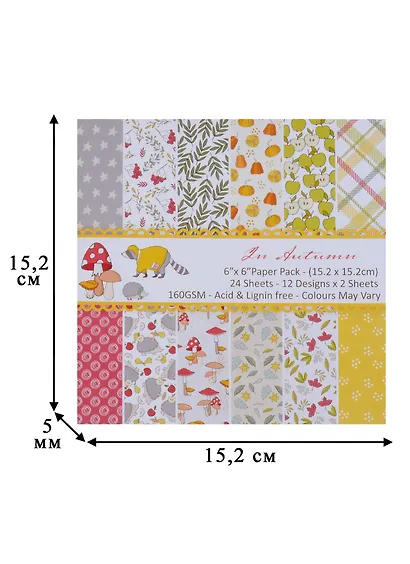 Набор бумаги для скрапбукинга, 15*15см, 24 листа, 12 дизайнов In Autumn (11-3) (11-22345-11-3) - фото 2