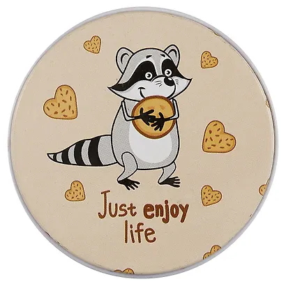 Шкатулка круглая Енот с печеньками (металл) (7,5см) - фото 3