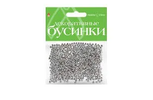 Набор для творчества, HOBBY TIME, Бусины круглые Серебряные Ø 3мм - фото 1