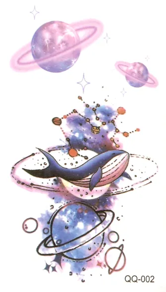 Тату "Кит", "Перья" (2 вида) (6х10,5см) - фото 1