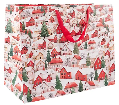 Пакет А3+ 50*40*25 "Домики в снегу" Новый год, бум.ламинат - фото 1