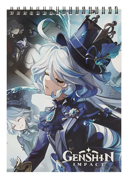 Геншин. Творческий блокнот cо стикерами A5. Нежная Фурина - фото 1