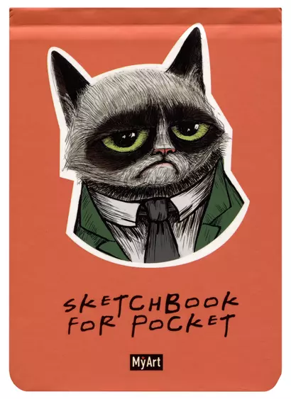 Скетчбук А6 48л "Sketchbook for Pocket. Грустный котик" 120г/м2, резинка, тв.обложка - фото 1