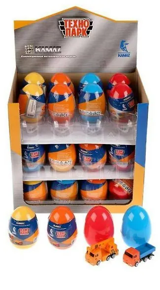 Игрушка, Технопарк, Строительная техника металл. 7,5см (яйцо с сюрпризом) в ассортименте - фото 1