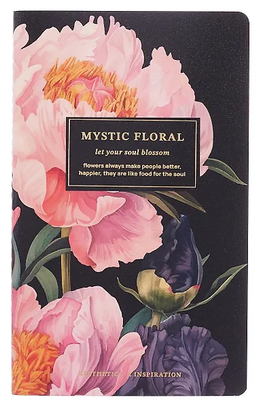 Тетрадь 130*210, 40 листов в линейку "Blossom. Peonies on black", сшивка - фото 1