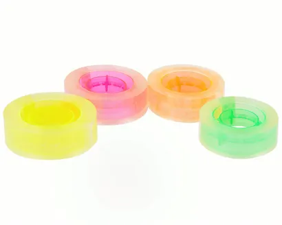 Лента клейкая 19мм*33м прозрачная с цветной втулкой, в ассортименте, 1 штука - фото 1