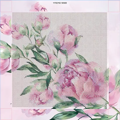 Алмазная мозаика "Нежные пионы" 30*30 см - фото 1
