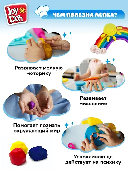 Масса для лепки Joy Doh, набор Ice-cream Set - Мороженое, доп. пресс-формы для фруктов, 10 аксессуаров, 4 баночки с тестом (4 х 50г) - фото 11