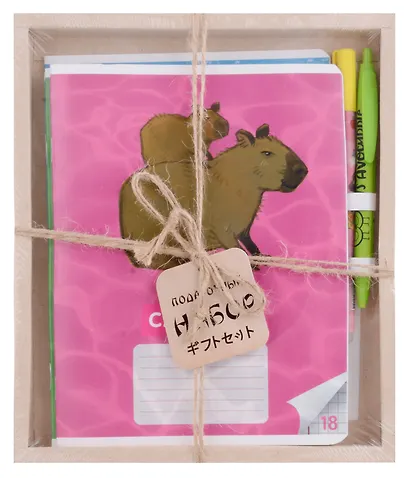 Тетрадь А5 18 листов "Капибары на природе" + ручка гелевая синяя пиши-стирай, + ручка шариковая синяя - фото 8